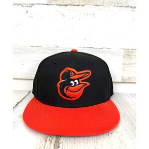 New Era 59Fifty Mens 7 1/8 Baltimore Orioles Fitted Hat Black Baseball Cap NEW